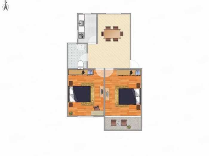 湾子头新寓 2室1厅1卫 70m&sup2;