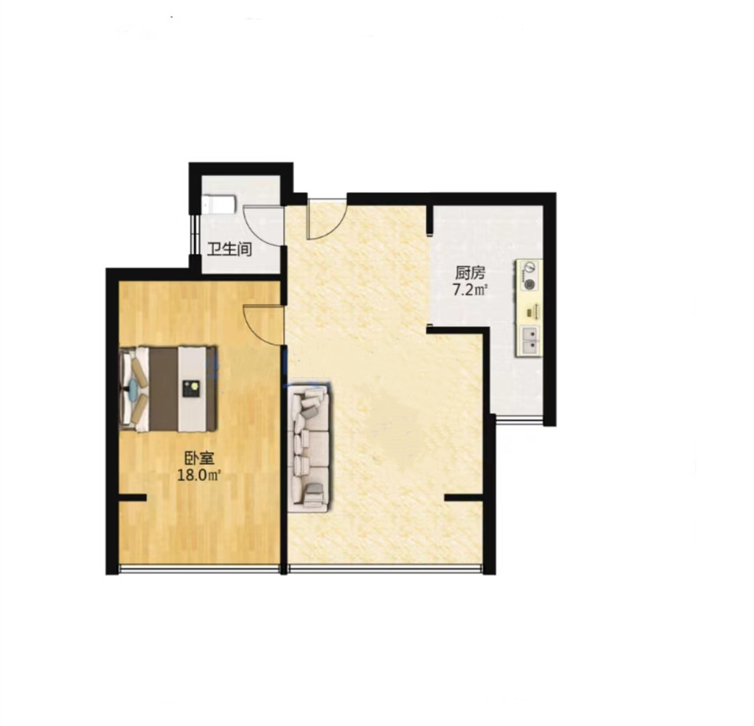 中南世纪城南区 2室1厅1卫 85.00m&sup2;