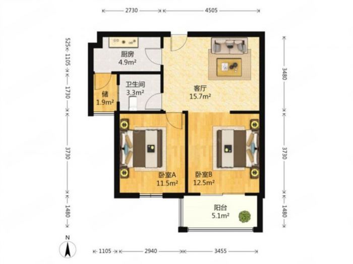 江景苑小区 2室1厅1卫 98m&sup2;