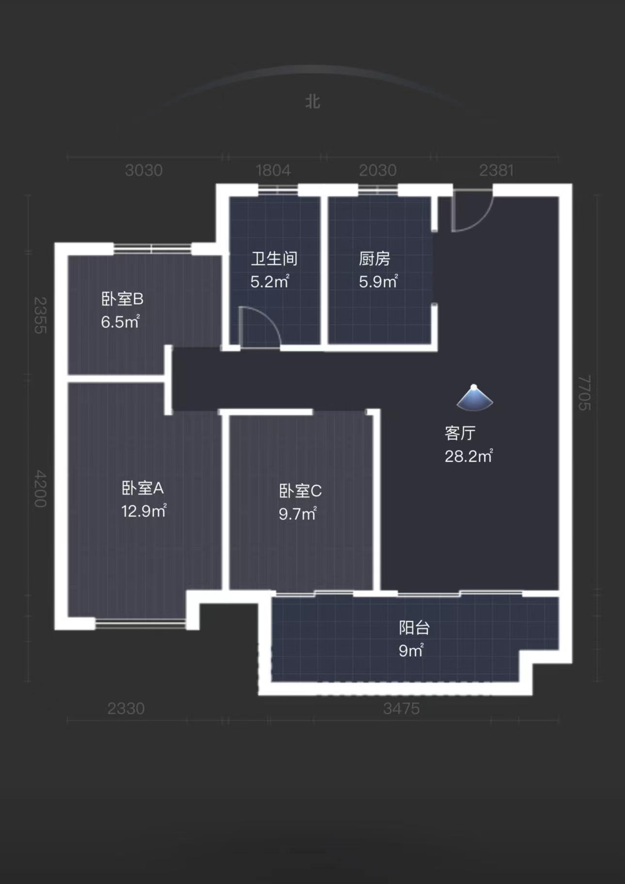观澜台 3室2厅1卫 102.00m&sup2;