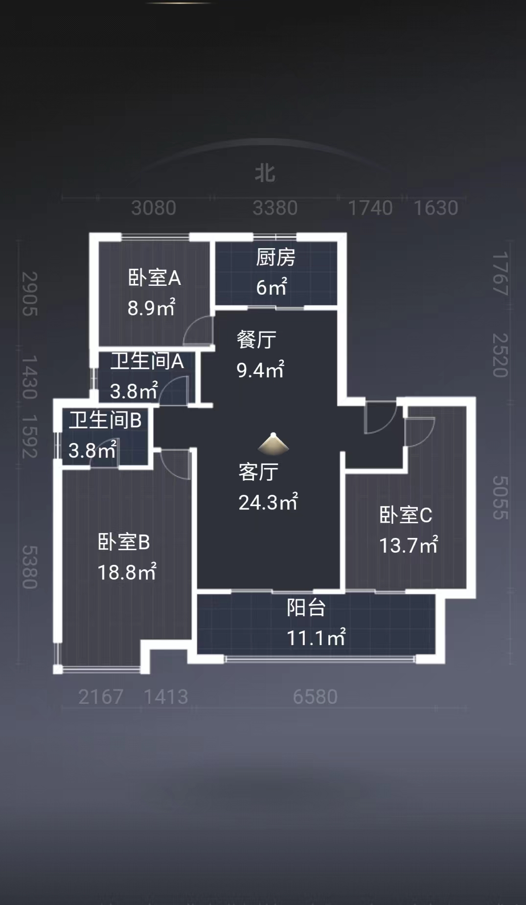 湖山源著 3室2厅2卫 128m&sup2;