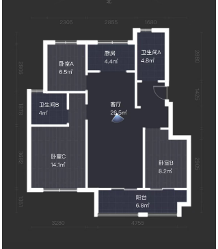 金地繁茂里 3室2厅2卫 98m&sup2;