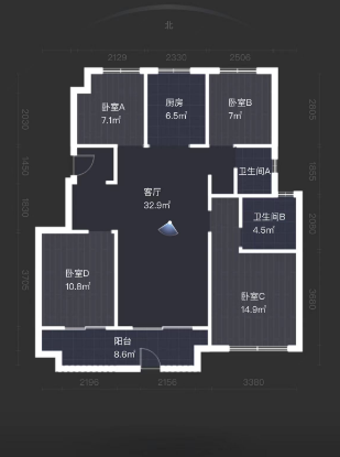 金地繁茂里 4室2厅2卫 117m&sup2;