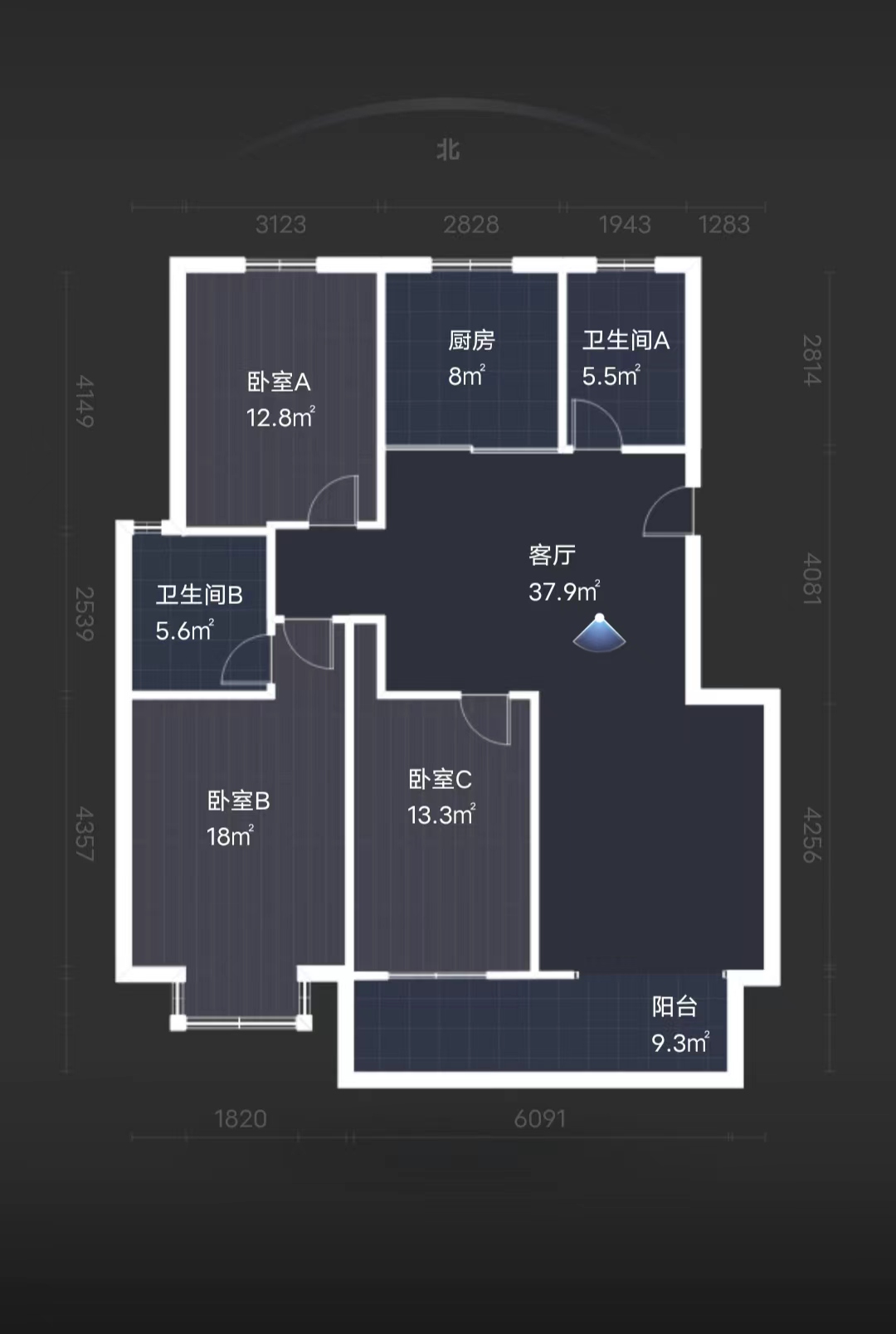 天霞苑 3室2厅2卫 131.8m&sup2;