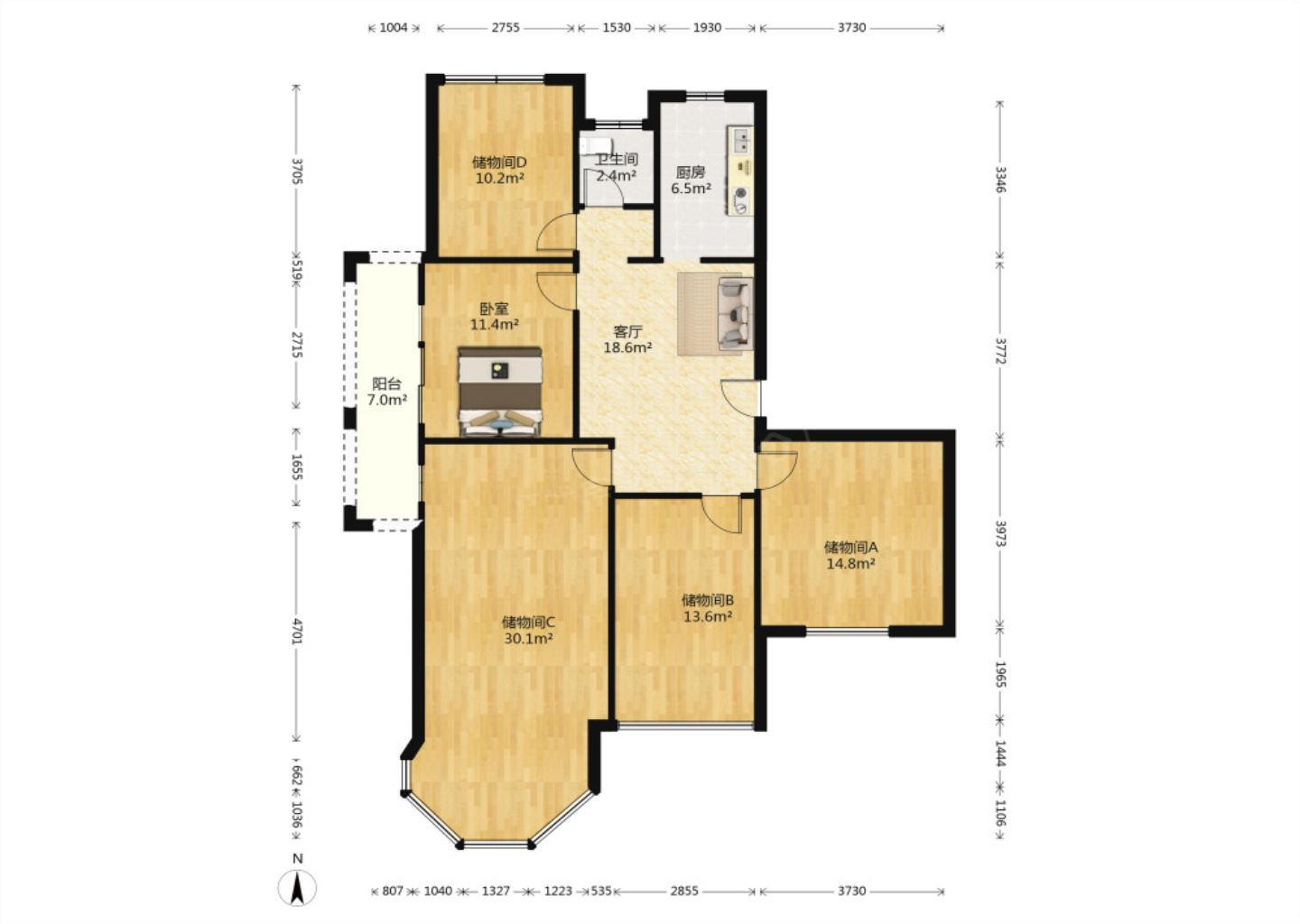 中南世纪花城三期 3室2厅2卫 148m&sup2;