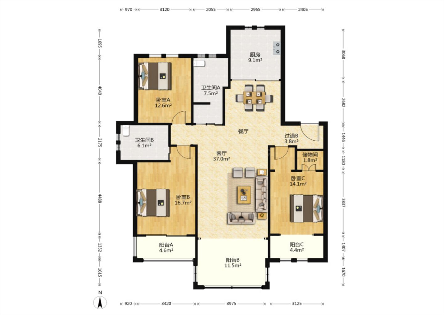 友谊嘉御龙庭 3室2厅2卫 152.7m&sup2;