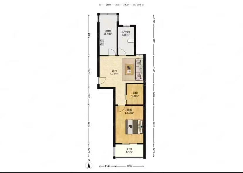 天一裕景苑 2室1厅1卫 77.20m&sup2;