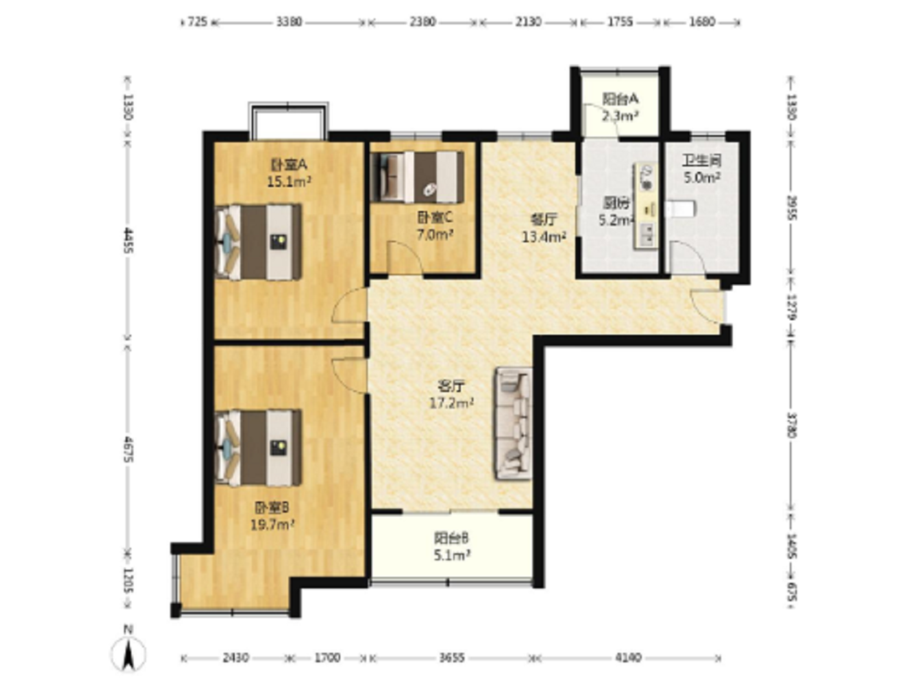 福景苑 3室1厅1卫 125m&sup2;