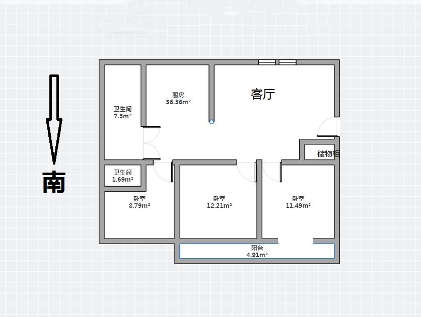 湾子头新寓 3室2厅1卫 130m&sup2;