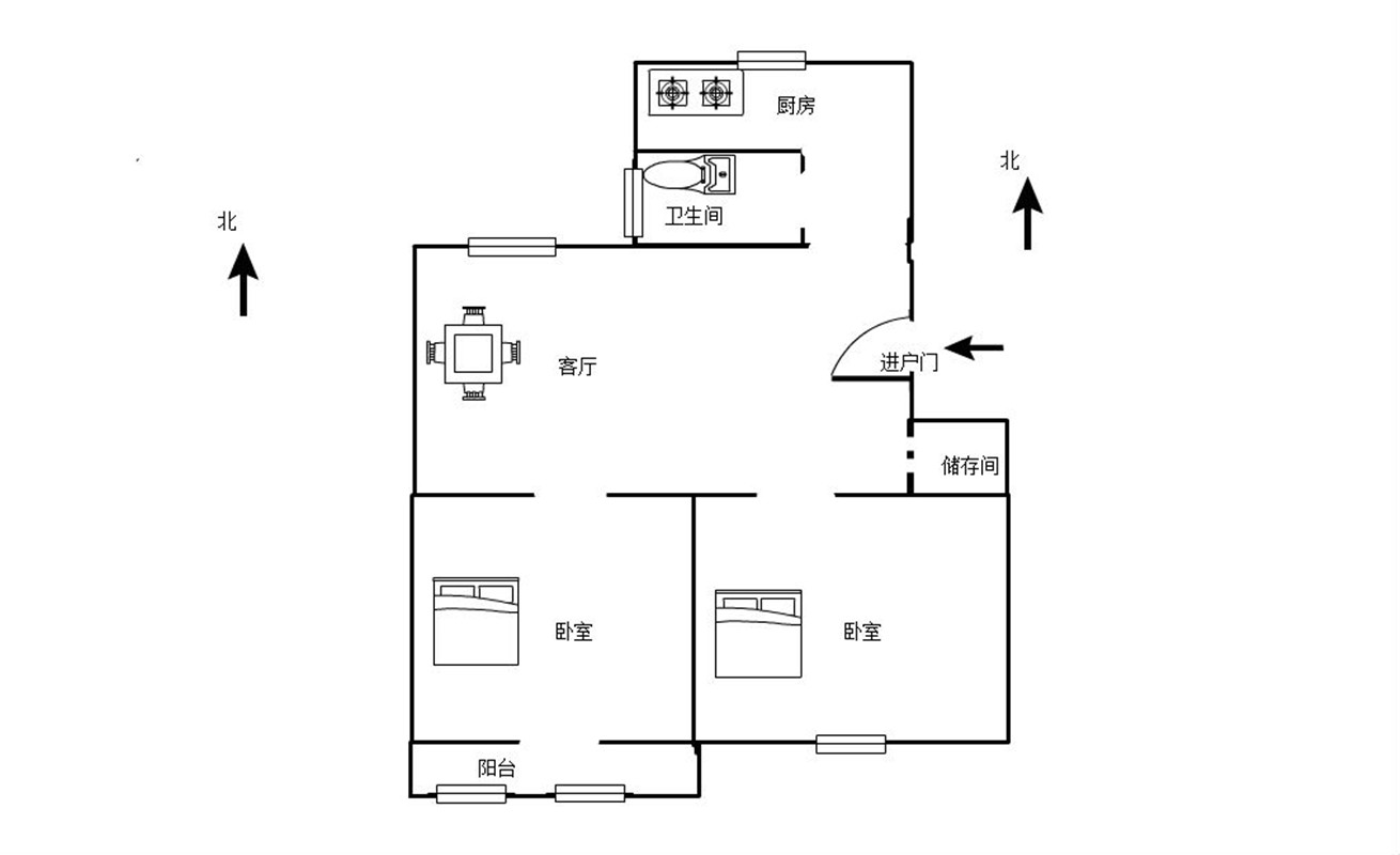 新桥北村 2室1厅1卫 69.29m&sup2;