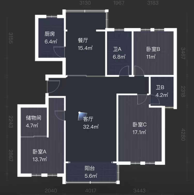 中港城世家 3室2厅2卫 142m&sup2;