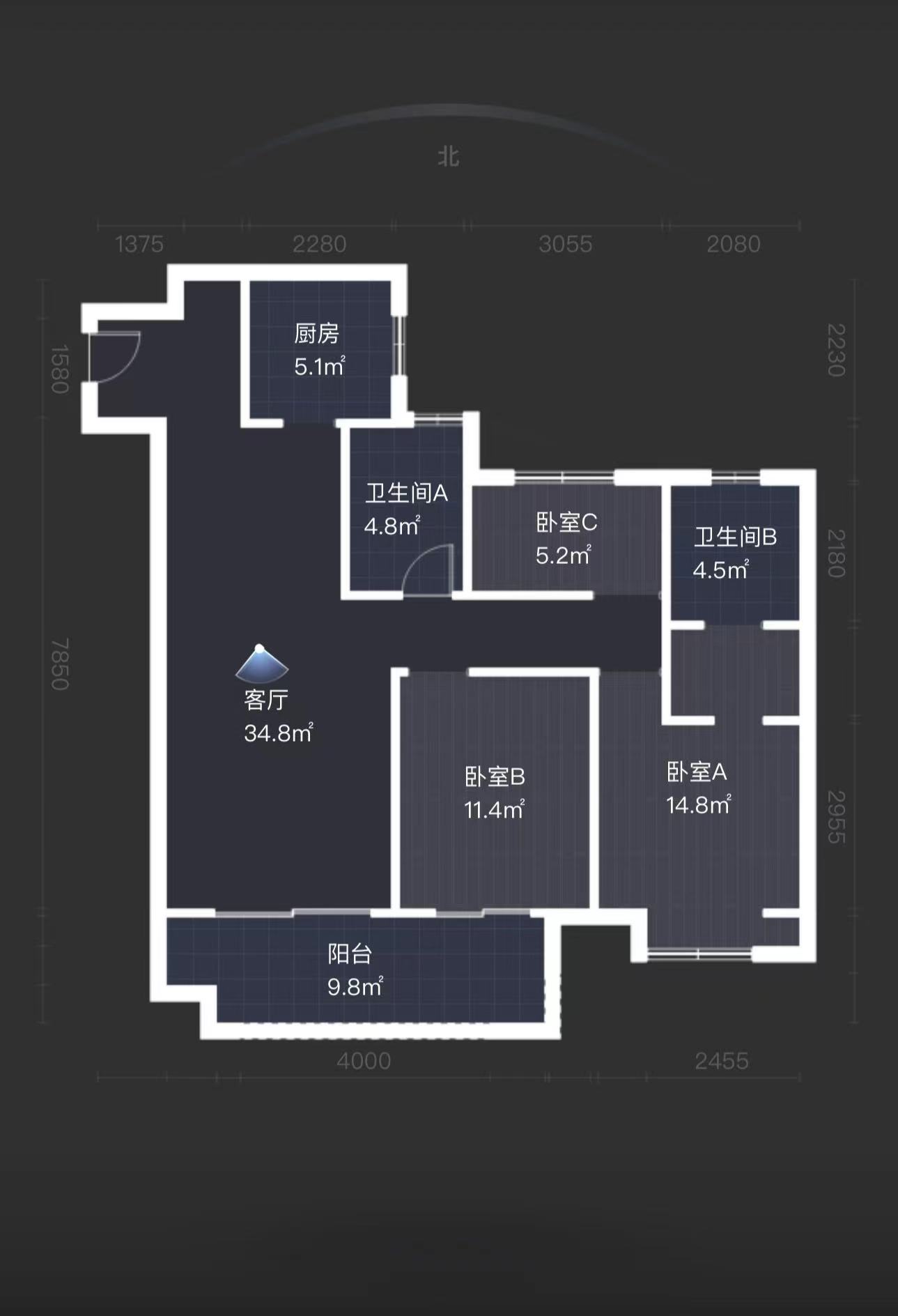 观澜台 3室2厅2卫 120m&sup2;