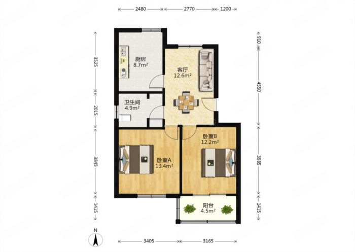 新桥北村 3室1厅1卫 70.00m&sup2;