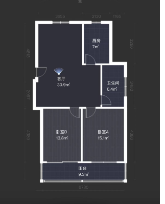 银河家园 3室2厅1卫 97.00m&sup2;