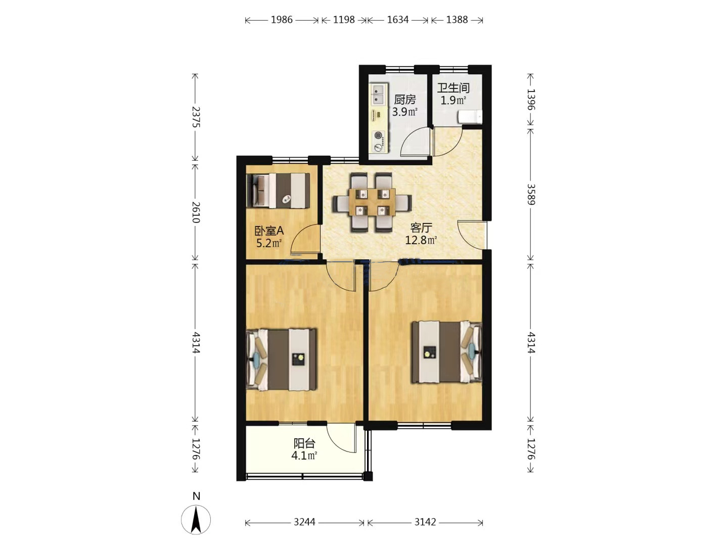 城港新村 3室1厅1卫 72m²