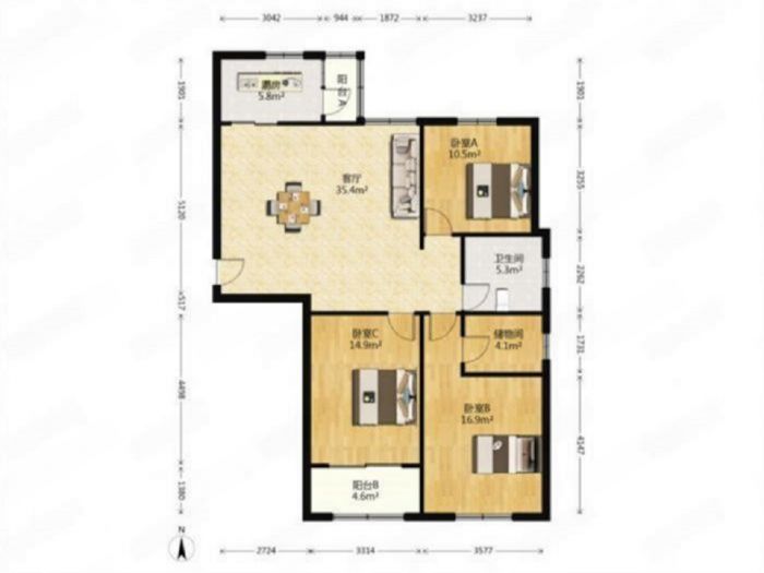 江景苑小区 3室2厅2卫 134m&sup2;