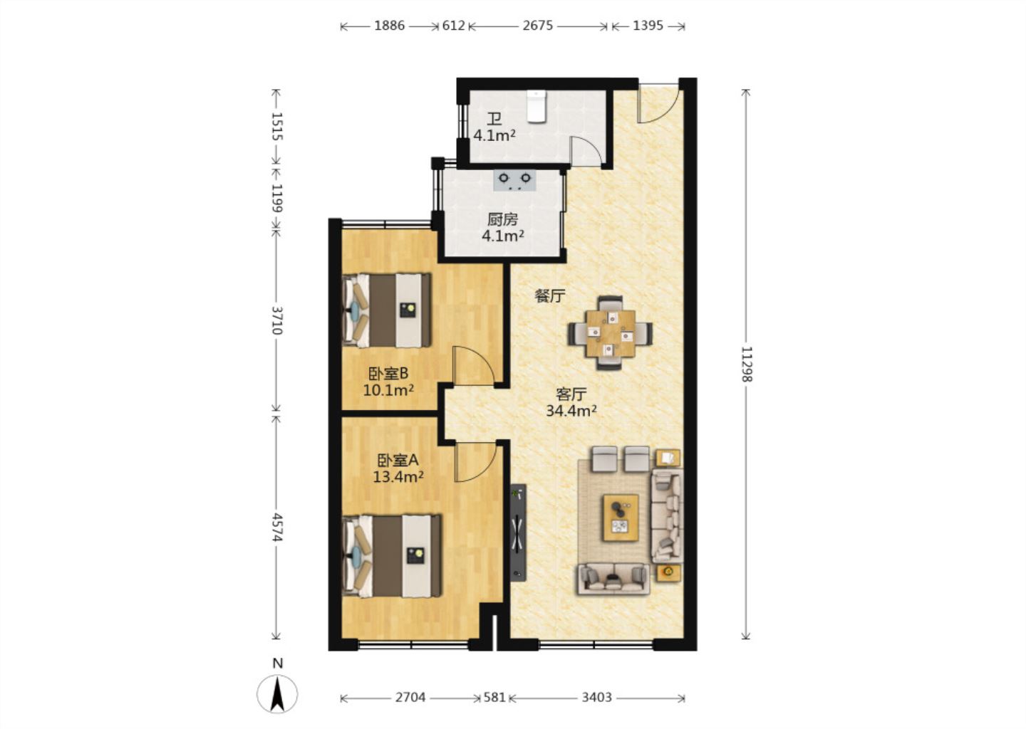 和融&bull;优山美地名邸 2室2厅1卫 87m&sup2;