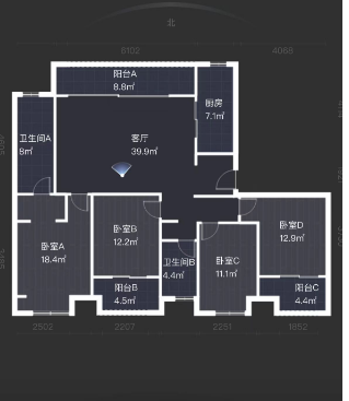 富力院士廷 4室2厅2卫 171m&sup2;