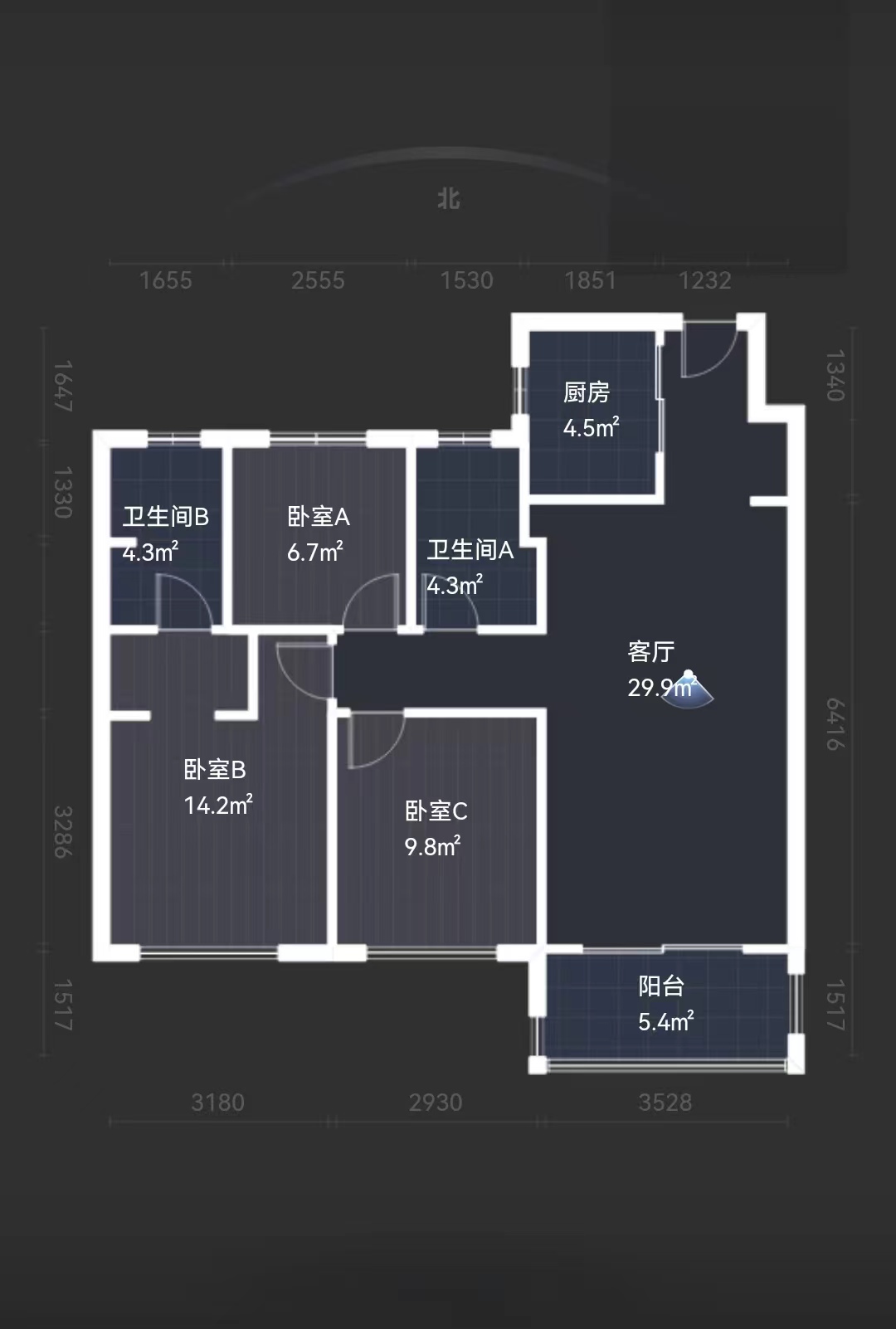 富力院士廷 3室2厅2卫 109m&sup2;