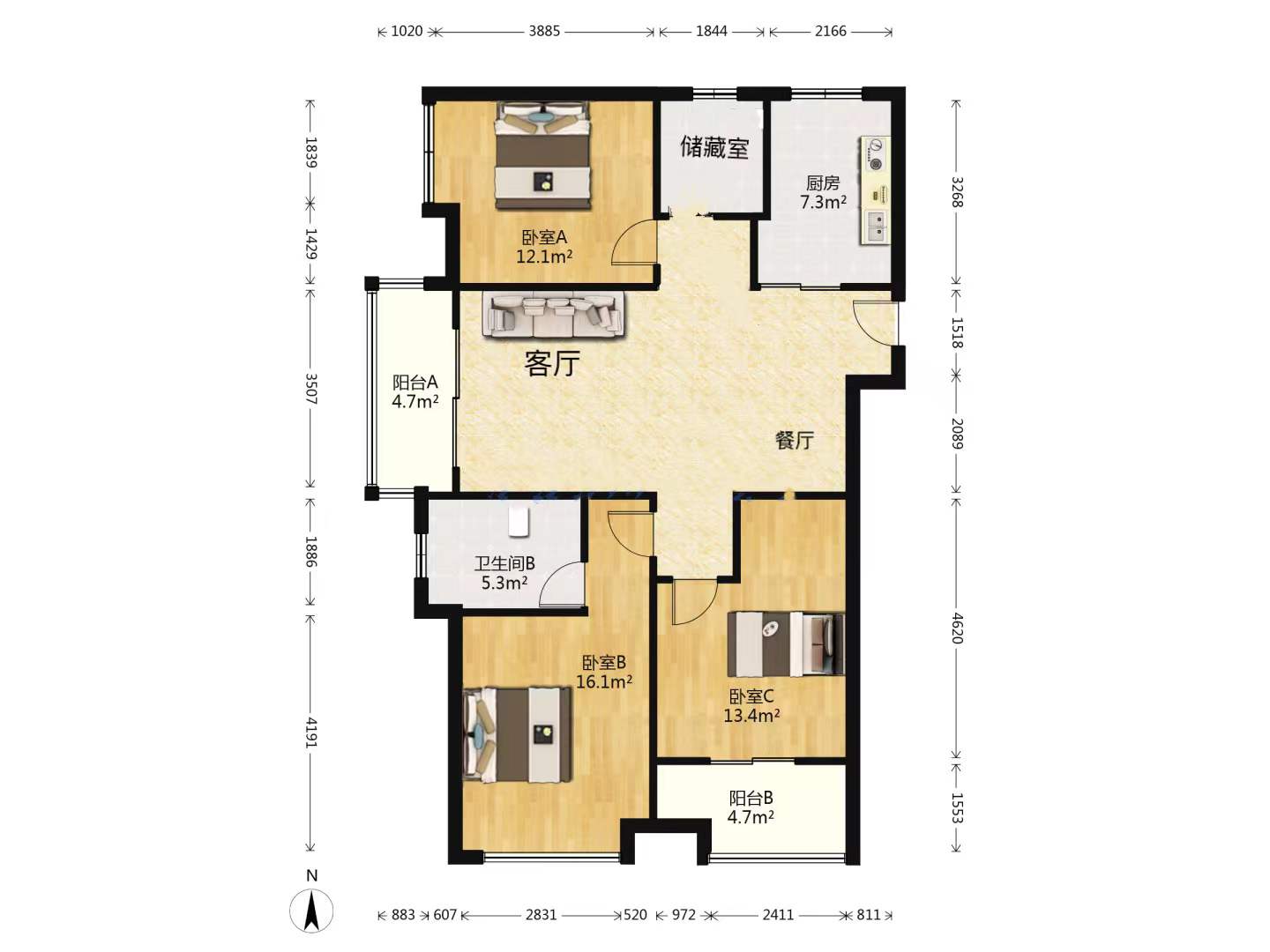 万濠星城 7室4厅2卫 184m&sup2;