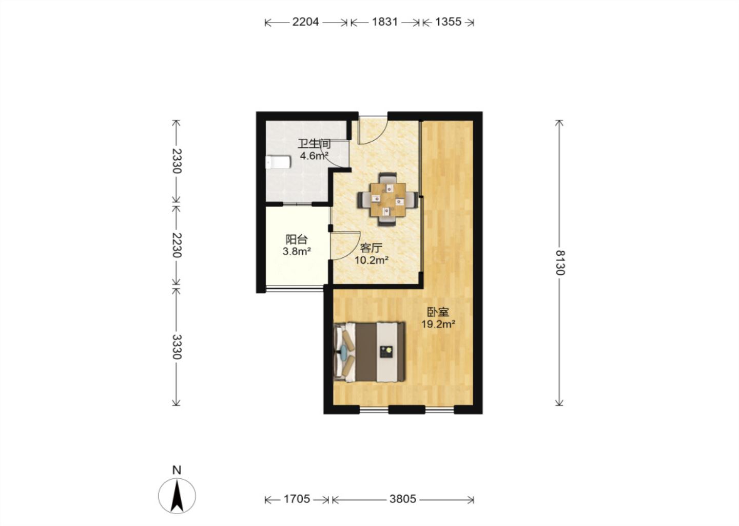 濠南君邑 1室1厅1卫 59m²