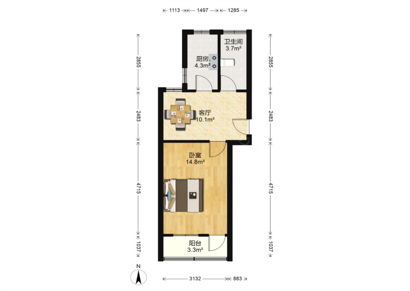 易家桥新村 1室1厅1卫 45.00m&sup2;