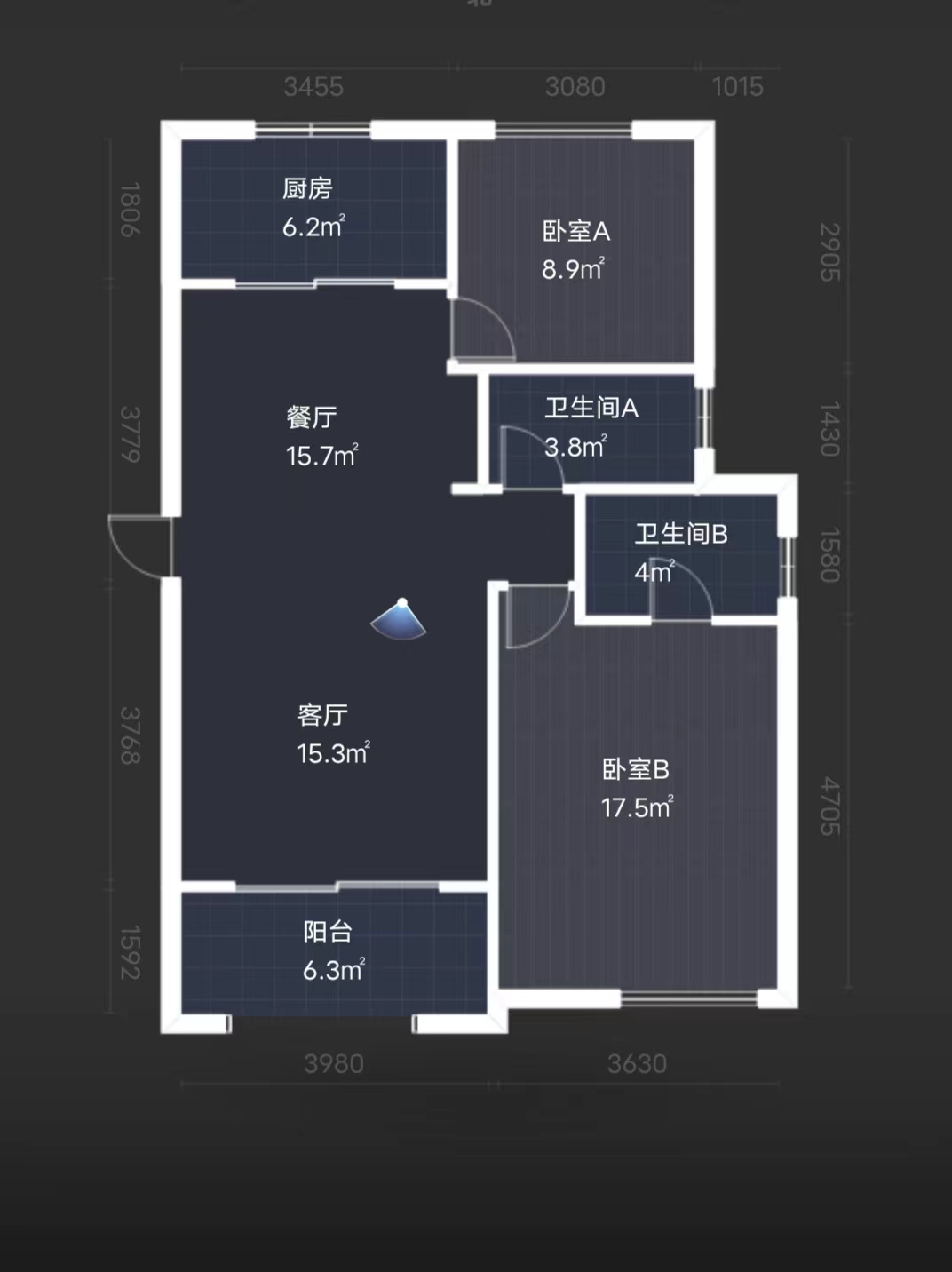 湖山源著 2室2厅2卫 99m&sup2;