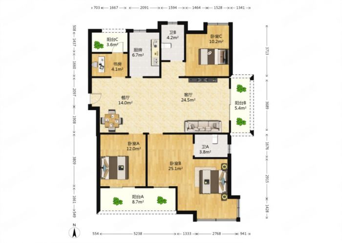 保利香槟国际 4室2厅2卫 150m&sup2;