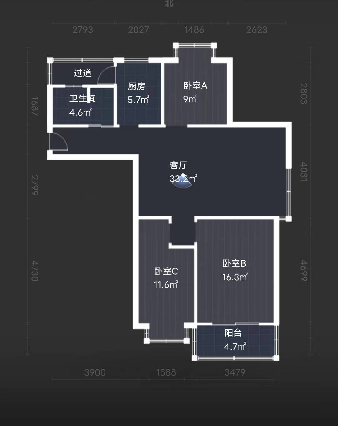 天晖苑 3室2厅1卫 105m&sup2;