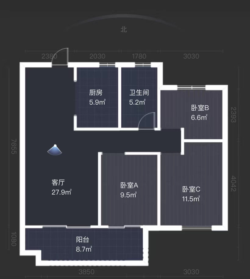 观澜台 3室2厅1卫 102m&sup2;