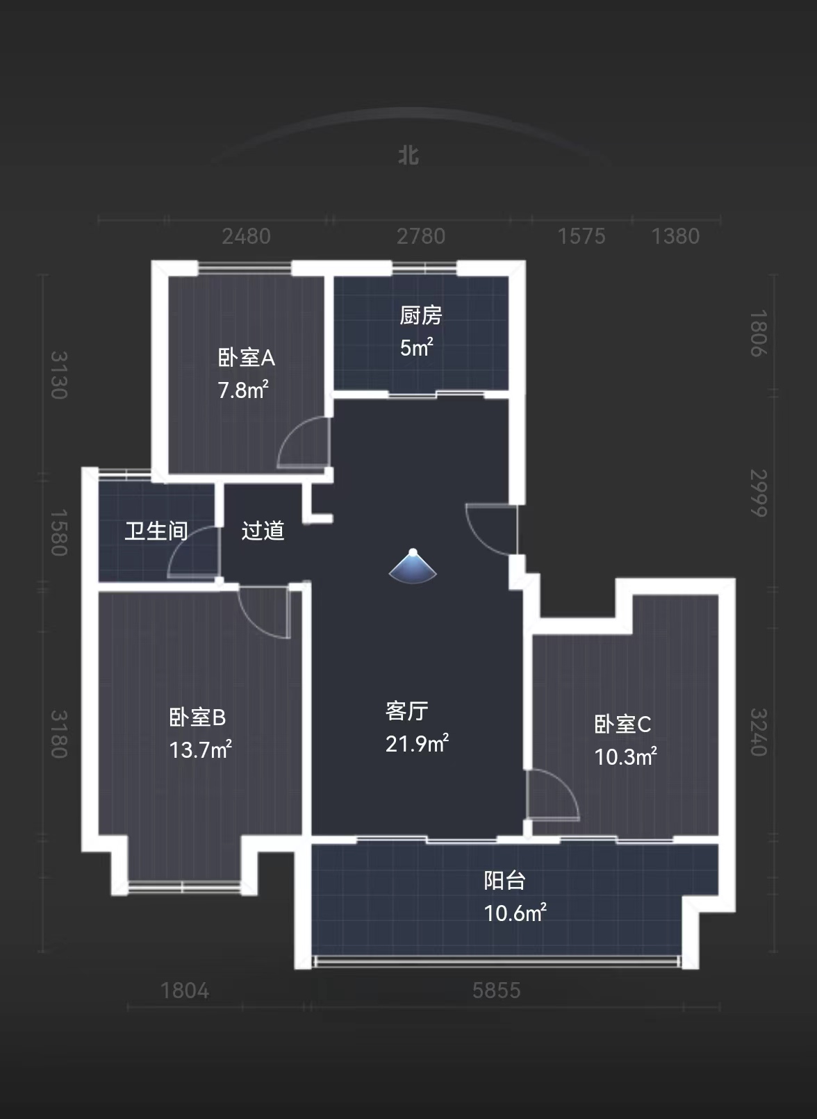 卓越万科新都会 3室2厅1卫 100m&sup2;