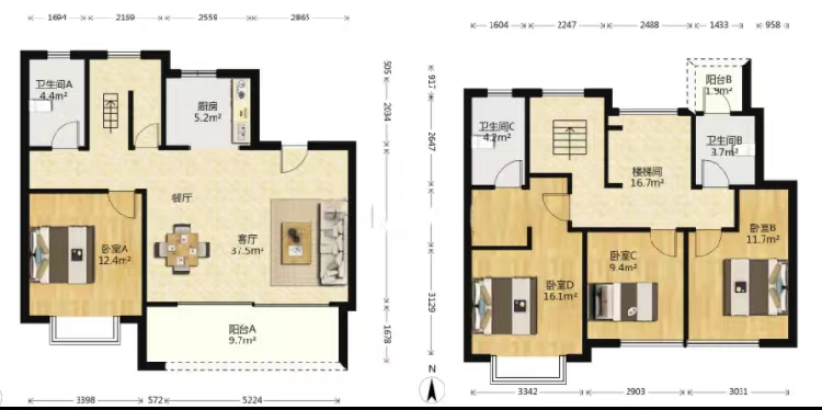 春风南岸西园 4室2厅2卫 167m&sup2;