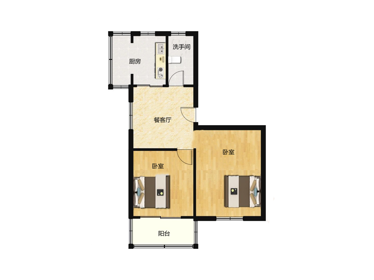 城南二村 2室1厅1卫 61.00m&sup2;