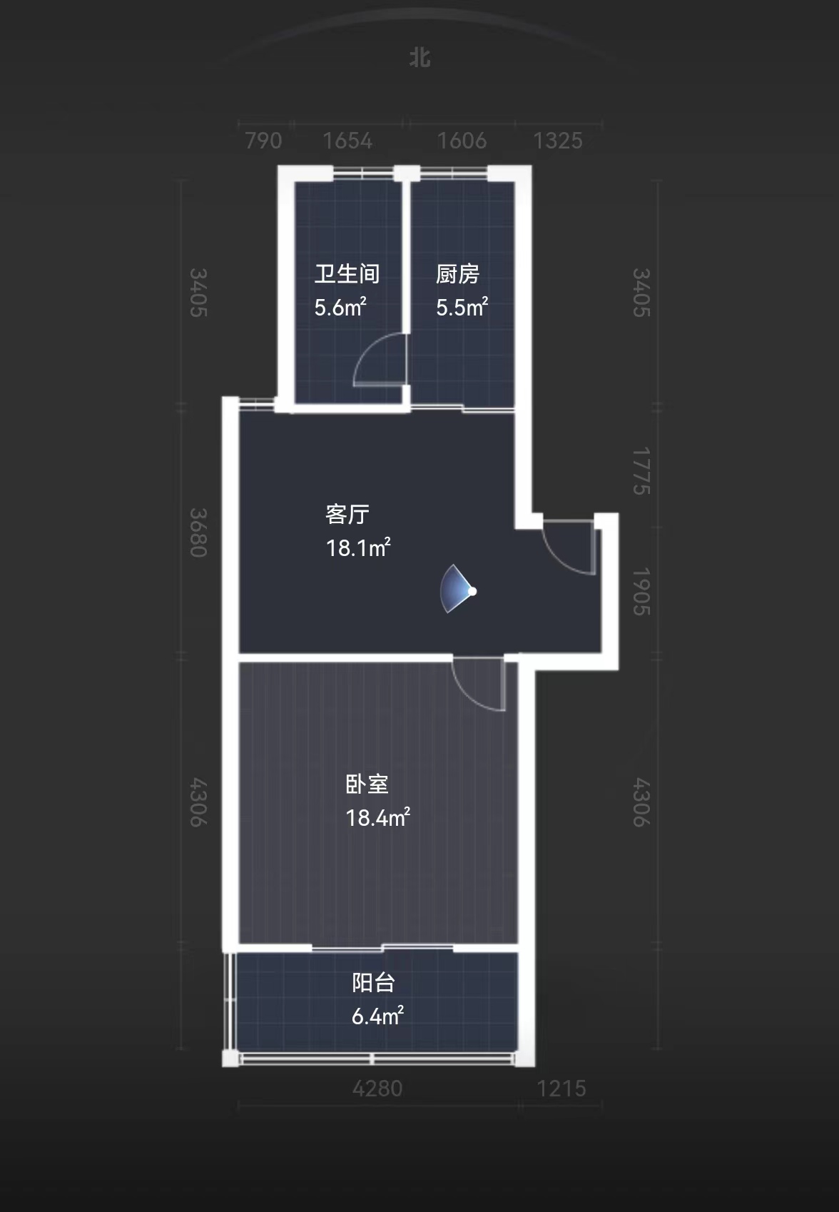 北山花苑 1室1厅1卫 66m&sup2;