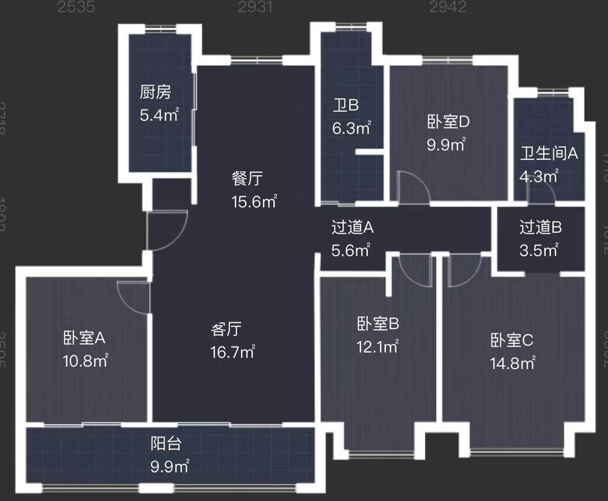 雅居乐鑫基中央公馆西区 4室2厅2卫 143m&sup2;