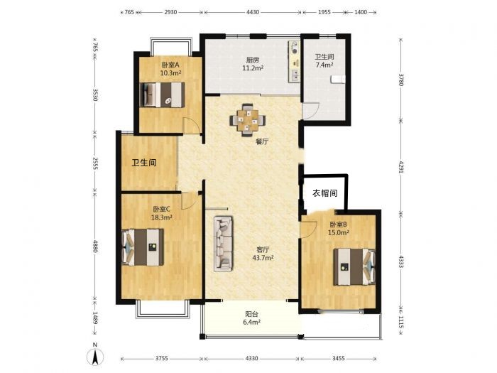 新城小区 3室2厅2卫 152m&sup2;