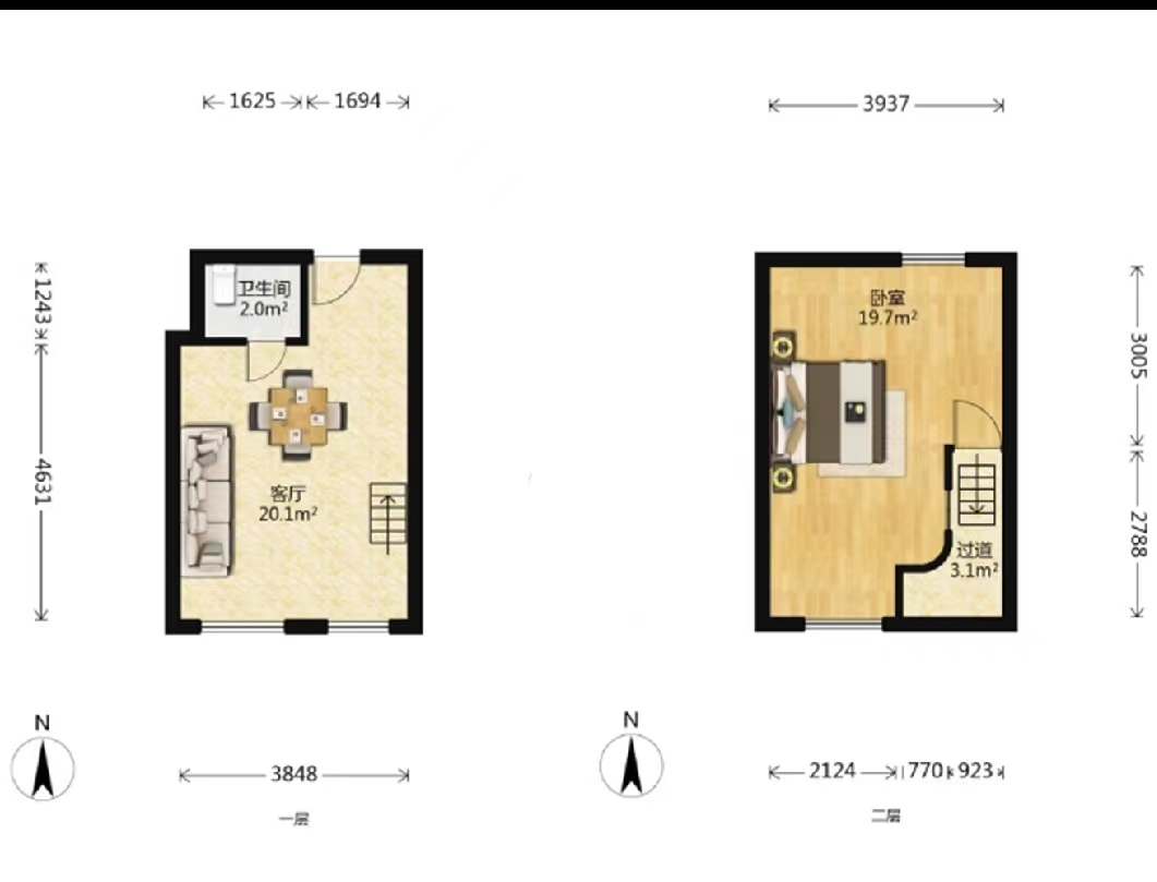 南山国际社区 2室1厅1卫 38m&sup2;