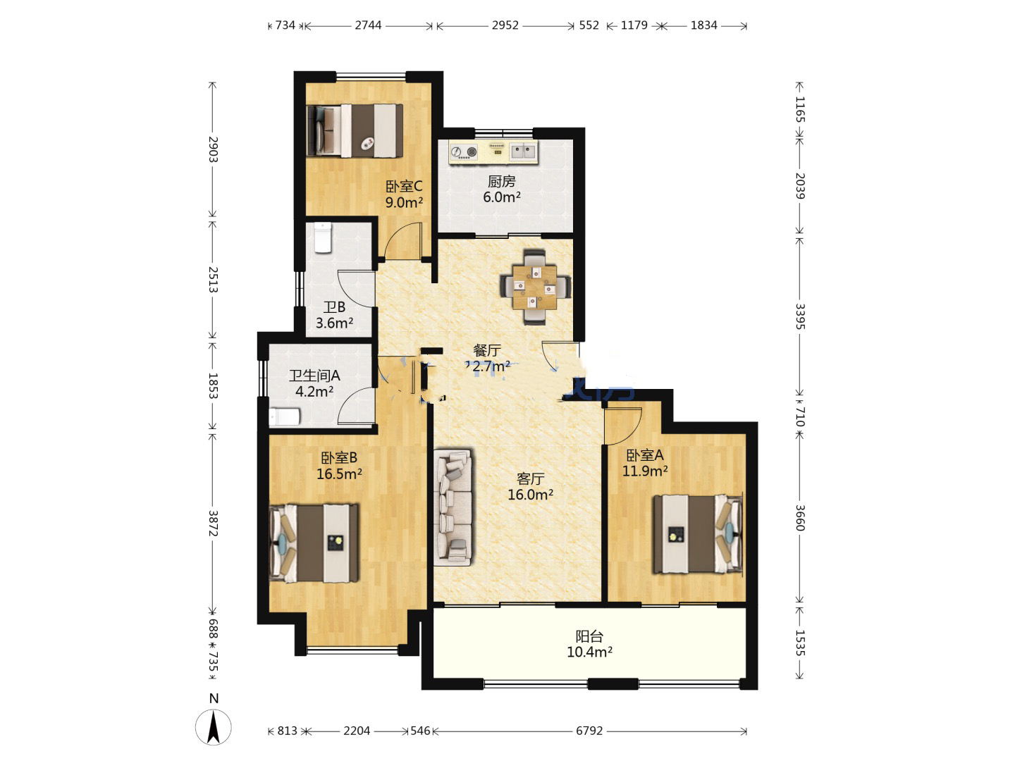公馆1895 3室2厅2卫 117.38m²