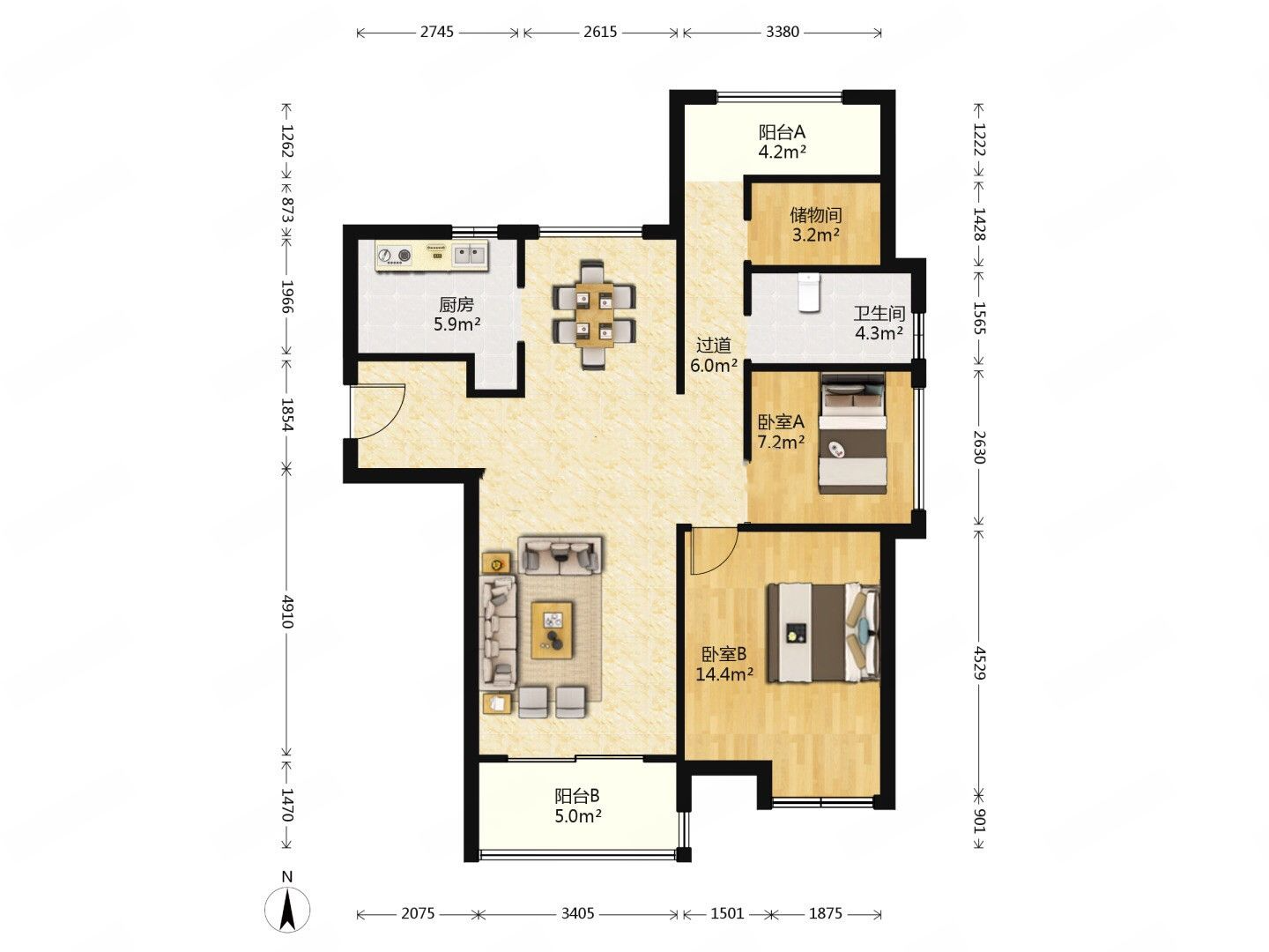 江山鼎 3室2厅1卫 110m&sup2;