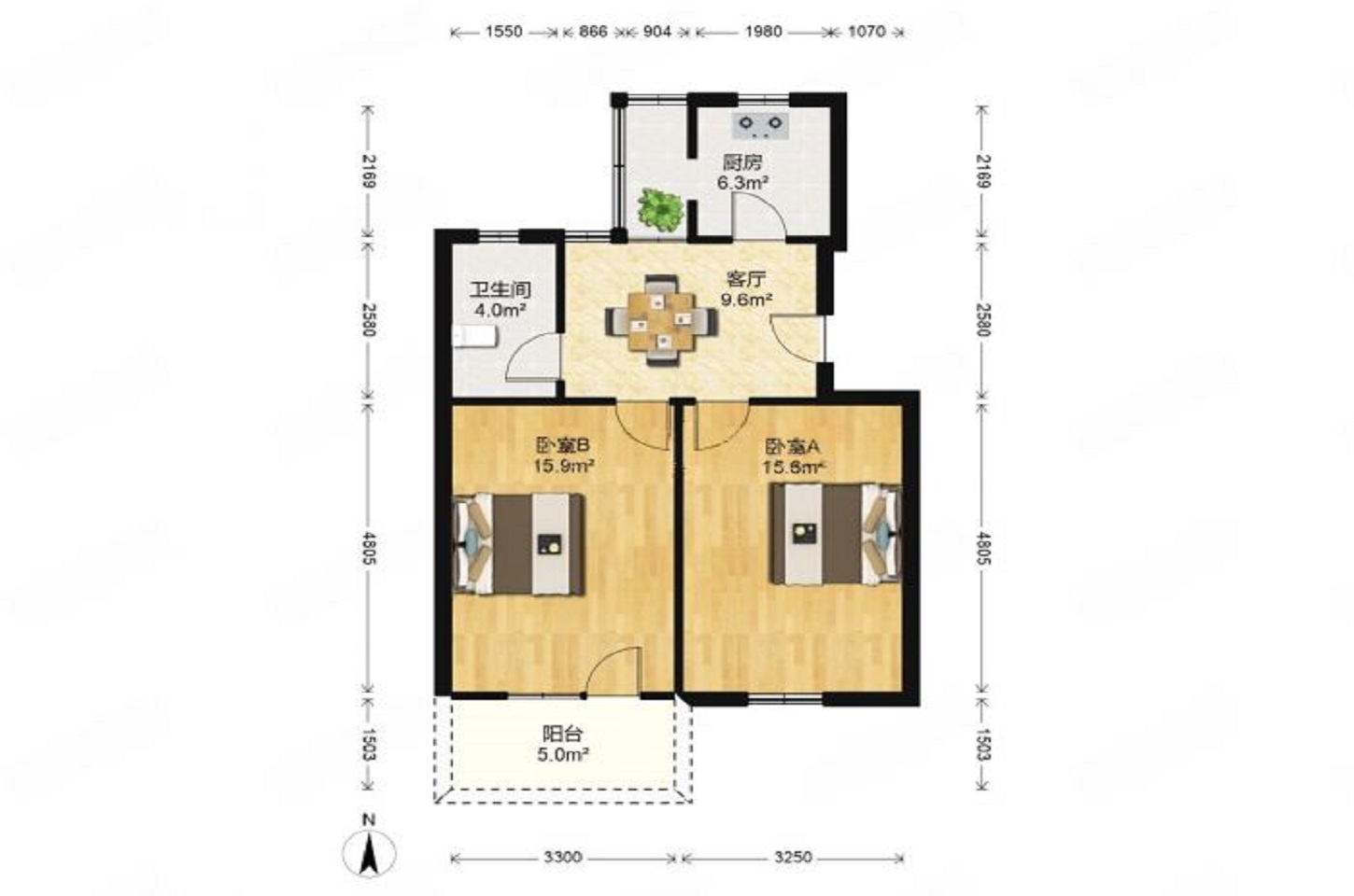 望江楼小区 2室1厅1卫 69m&sup2;
