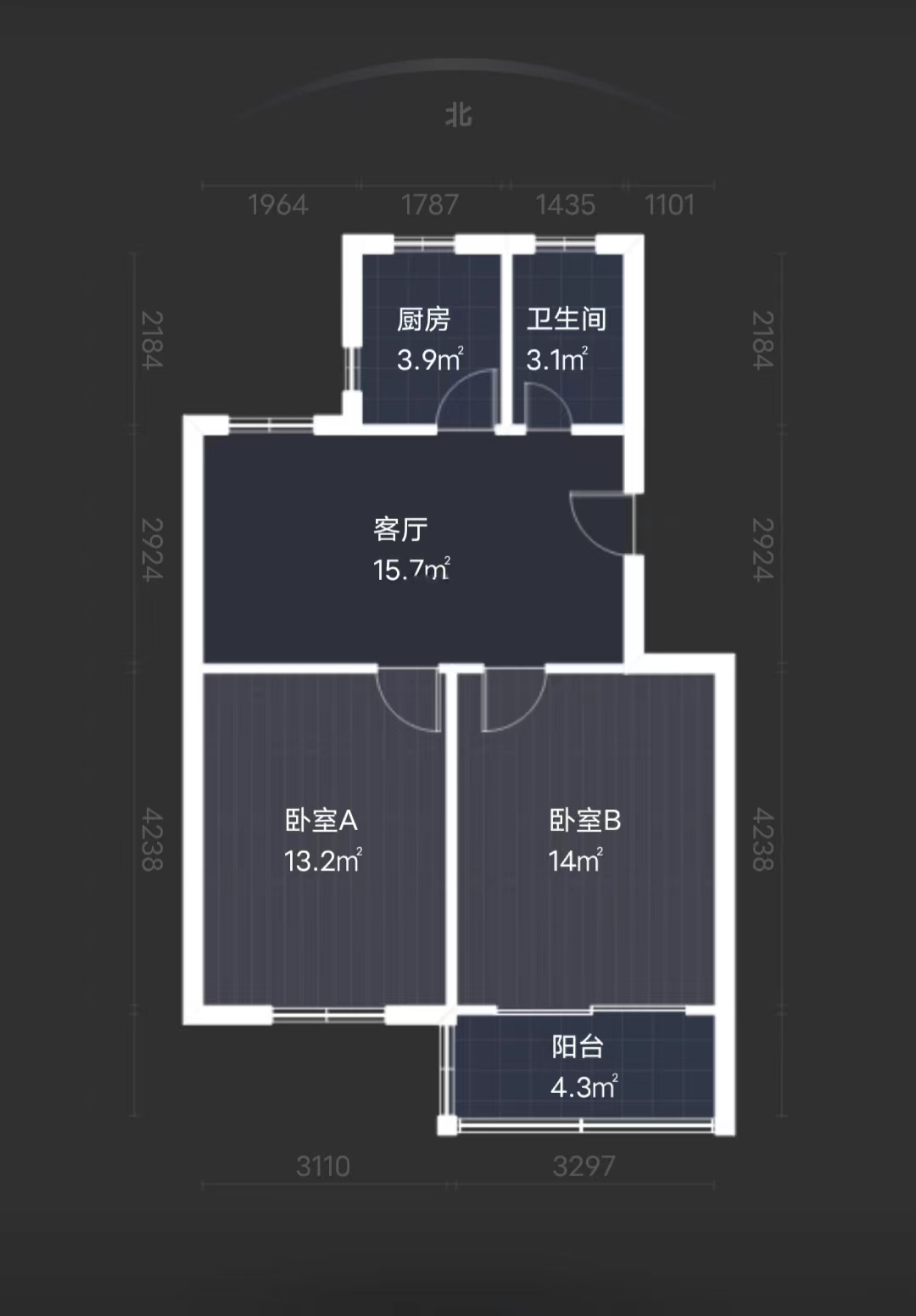 学田东苑 2室1厅1卫 68.00m&sup2;