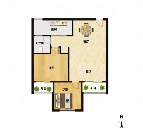 印象公馆 2室1厅1卫 92m&sup2;