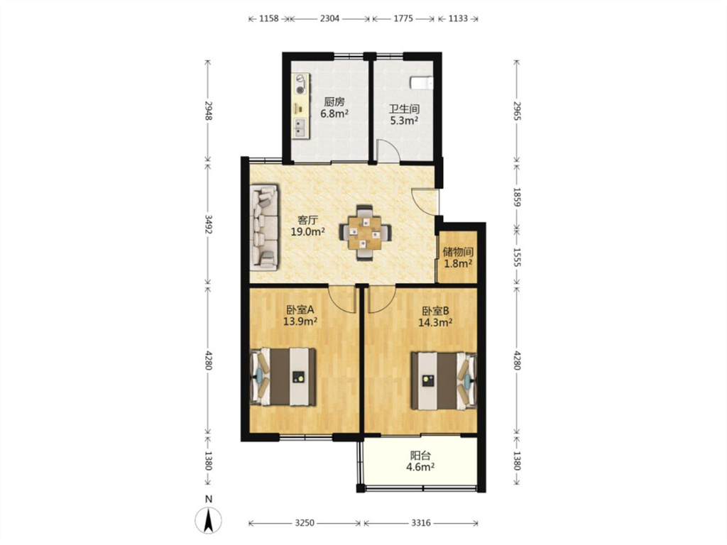 怡居苑 3室2厅1卫 81m&sup2;