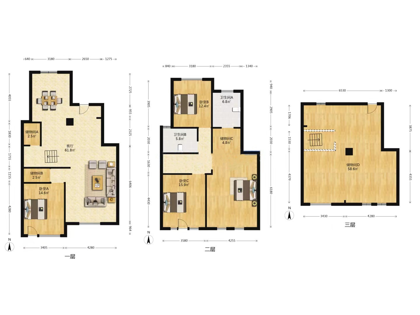 军山花园 4室2厅2卫 160.29m&sup2;