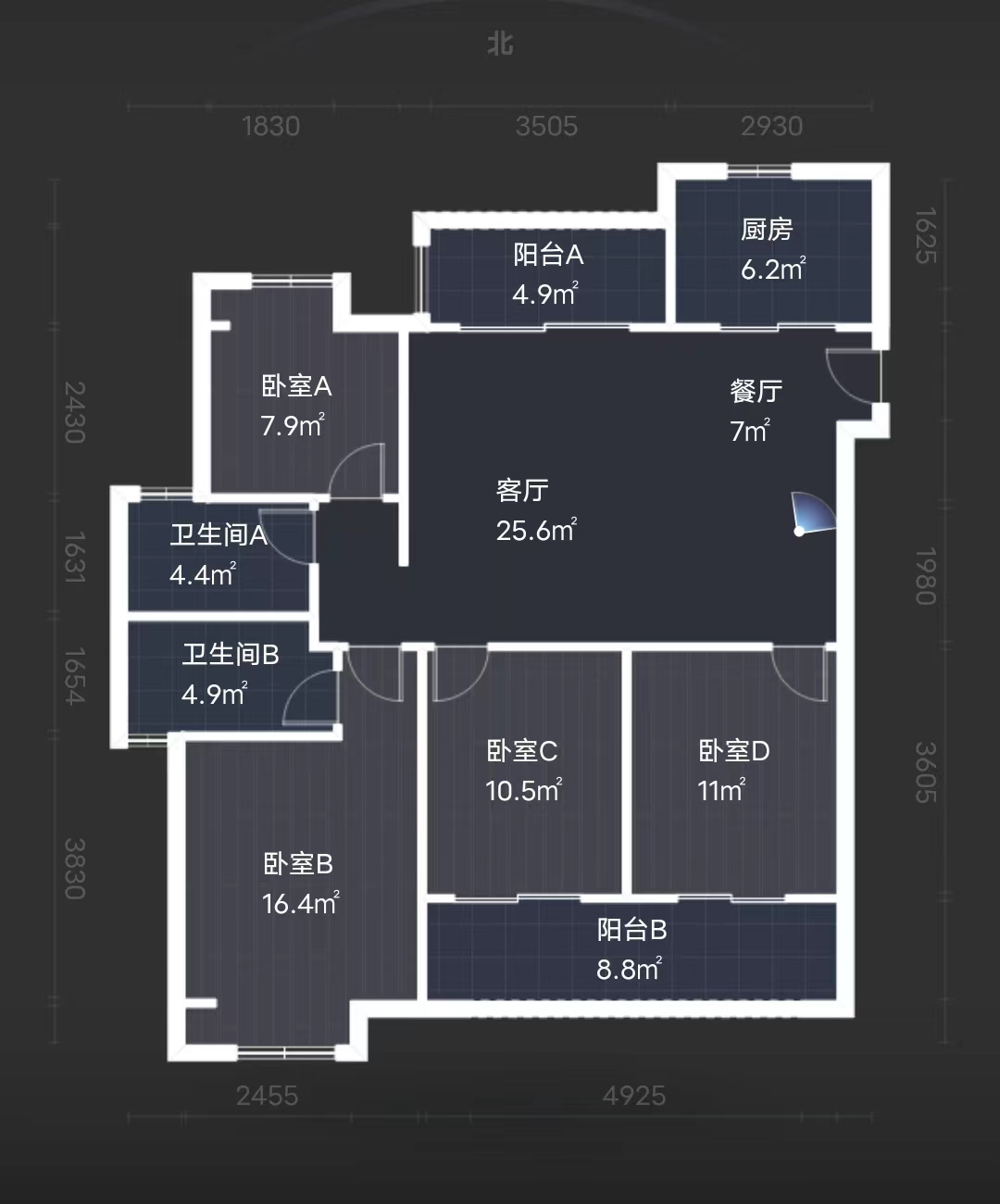富力院士廷 4室2厅2卫 136m&sup2;