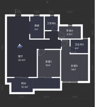 佳源都市 3室2厅2卫 110.41m&sup2;