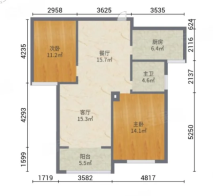 华山花苑六期 3室1厅1卫 90.00m&sup2;