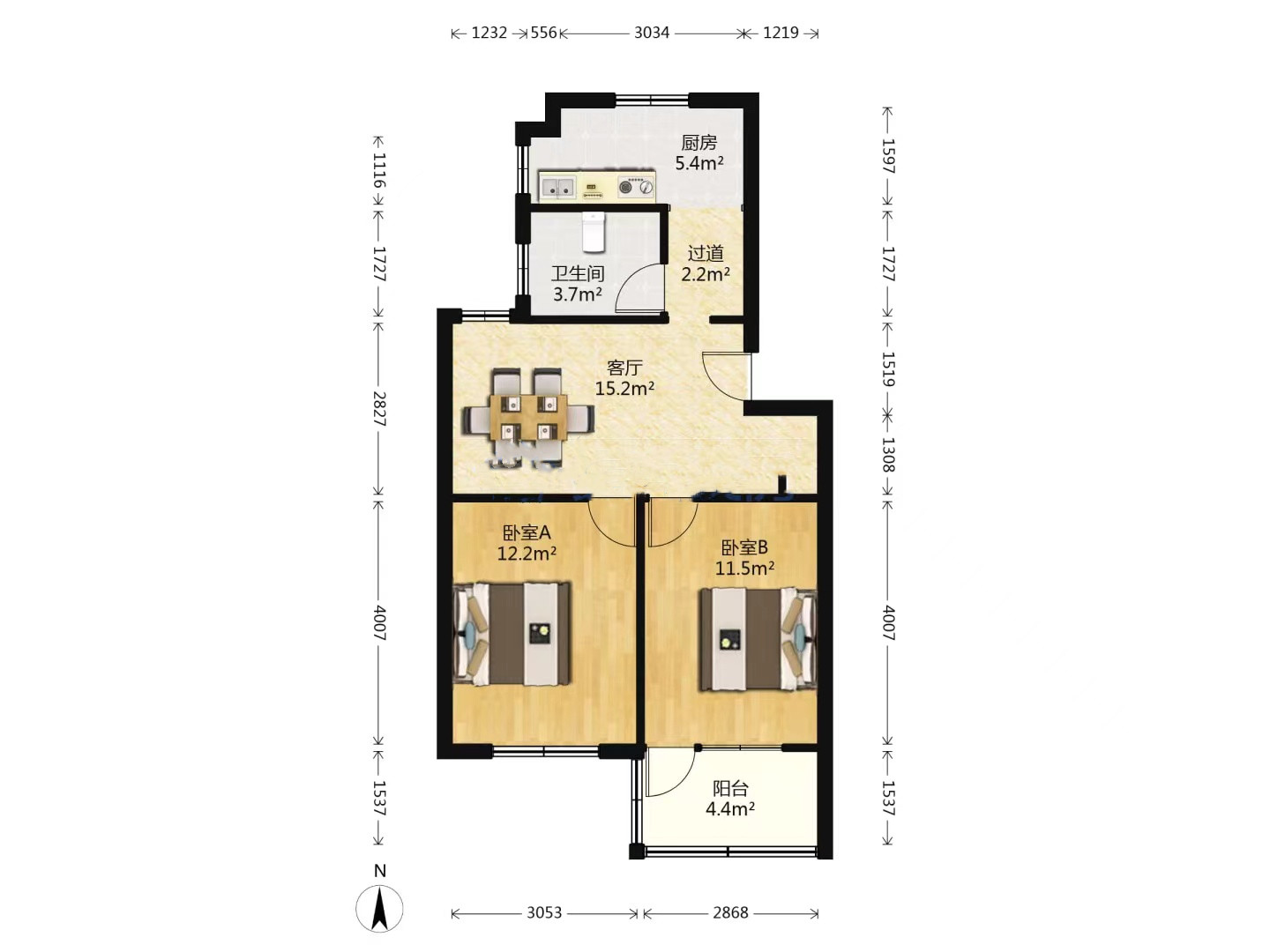 世纪园 2室1厅1卫 67m&sup2;