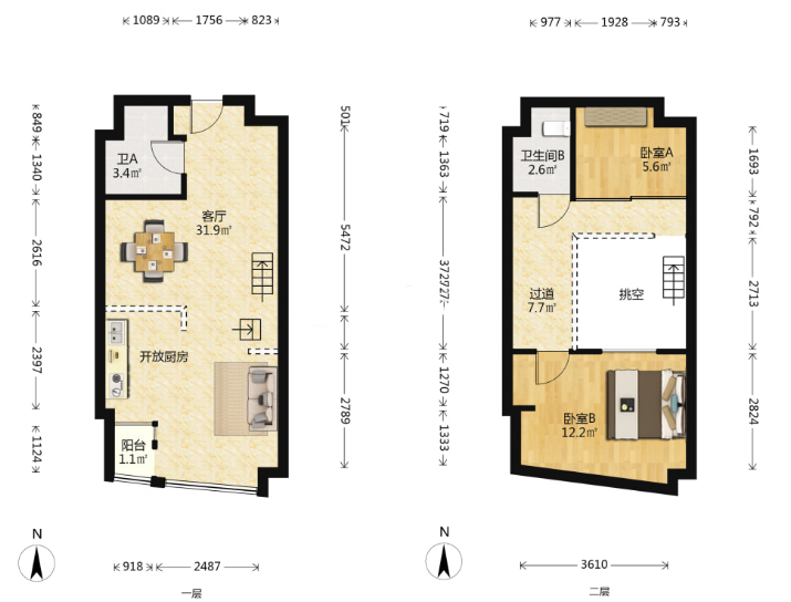 紫阳开心公寓 2室1厅2卫 53.00m&sup2;