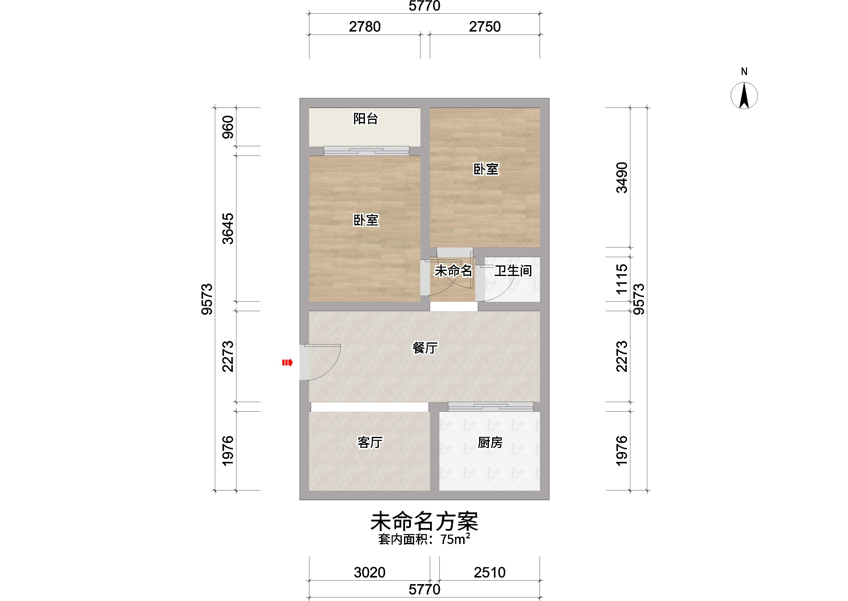 北濠顺遂楼 2室1厅1卫 90m&sup2;